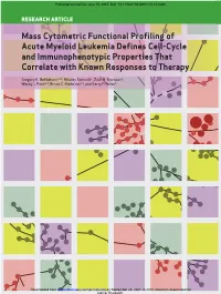Mass Cytometric Functional Profiling of Acute Myeloid Leukemia Defines Cell-Cycle and Immunophenotypic Properties That Correlate with Known Responses to Therapy
