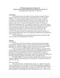 Report 62: Analysis of Macrobotanical Remains from Rancho Ires, Site CR