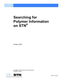Searching for Polymer Information on STN®