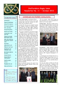 Staffordshire Rugby Union Newsletter No. 11 — October 2012