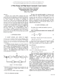 A Wide Range and High Speed Automatic Gain Control Eugenio J