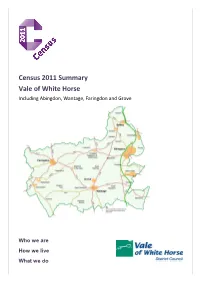 Census 2011 Summary Vale of White Horse Including Abingdon, Wantage, Faringdon and Grove