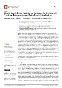 Chaotic Search Based Equilibrium Optimizer for Dealing with Nonlinear Programming and Petrochemical Application