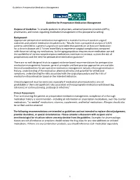 Guideline for Preoperative Medication Management