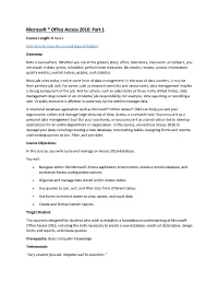 Microsoft ® Office Access 2016: Part 1