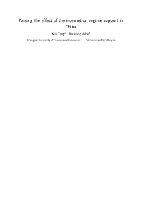 Parsing the Effect of the Internet on Regime Support in China