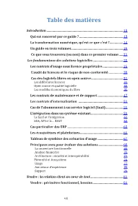 Table Des Matières