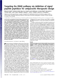 Targeting the ERAD Pathway Via Inhibition of Signal Peptide Peptidase for Antiparasitic Therapeutic Design