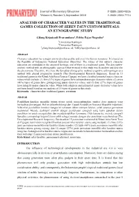 Analysis of Character Values in the Traditional Games Collection of Seren Taun Custom Rituals: an Etnographic Study