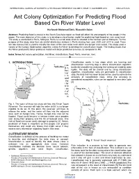 Ant Colony Optimization for Predicting Flood Based on River Water Level