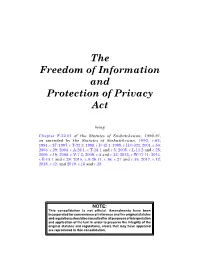 The Freedom of Information and Protection of Privacy Act