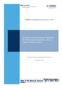 The Risks of Patent Litigation Within the EU Enforcement Framework – How to Address Abusive Practices