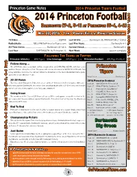 2014 Princeton Football Dartmouth (7-2, 5-1) at Princeton (5-4, 4-2)