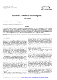 Coordinate Systems for Solar Image Data