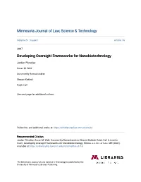 Developing Oversight Frameworks for Nanobiotechnology