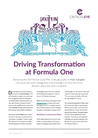 Driving Transformation at Formula One