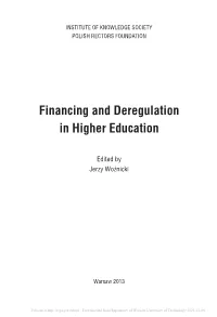 Financing and Deregulation in Higher Education – Case Studies 1.1