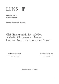 Globalization and the Rise of Ngos: a Model of Empowerment Between Hegelian Dialectics and Complexity Science
