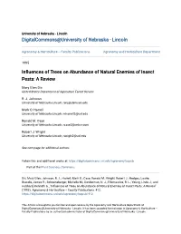 Influences of Trees on Abundance of Natural Enemies of Insect Pests: a Review*