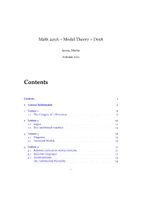 Model Theory – Draft