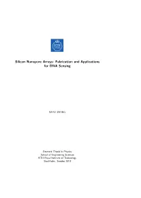 Silicon Nanopore Arrays: Fabrication and Applications for DNA Sensing