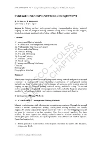 Underground Mining Methods and Equipment - S