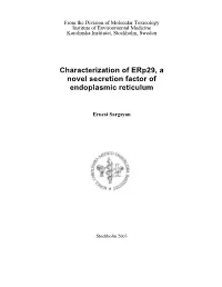 Characterization of Erp29, a Novel Secretion Factor of Endoplasmic Reticulum