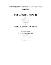 Colloquium Report