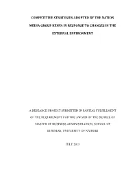 Competitive Strategies Adopted by the Nation Media Group Kenya in Response to Changes in the External Environment