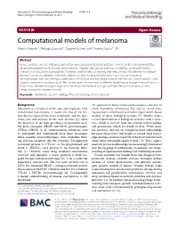 Computational Models of Melanoma Marco Albrecht1, Philippe Lucarelli1, Dagmar Kulms2 Andthomassauter1*