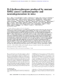 D-2-Hydroxyglutarate Produced by Mutant IDH2 Causes Cardiomyopathy and Neurodegeneration in Mice