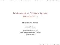 Fundamentals of Database Systems [Normalization – II]