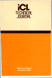 ICL Technical Journal Volume 4 Issue 4
