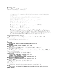 Piecework Index January/February 2015 – Summer, 2019