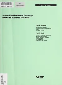 A Specification-Based Coverage Metric to Evaluate Test Sets