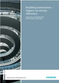 Building Automation – Impact on Energy Efficiency
