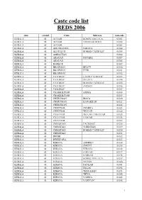 Caste Code List REDS 2006