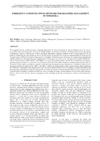 Emergency Communications Network for Disasters Management in Venezuela