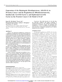 Expression of the Disintegrin Metalloprotease, ADAM-10, In