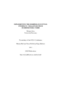 Implementing the Morphology-Syntax Interface: Challenges from Murrinh-Patha Verbs