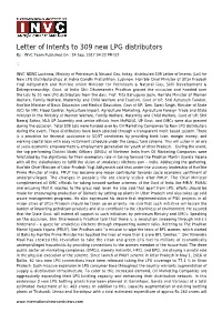 Letter of Intents to 309 New LPG Distributors by : INVC Team Published on : 24 Sep, 2017 04:22 PM IST