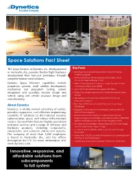 Space Solutions Fact Sheet