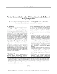 Vertical Restraints Policy in the EU: Open Questions in the Face of Policy Compromises