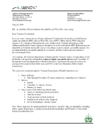 Availability of Eastern Equine Encephalitis and West Nile Virus Testing