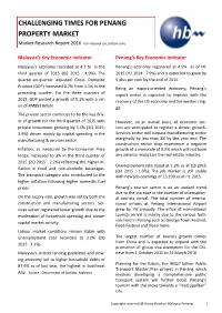 CHALLENGING TIMES for PENANG PROPERTY MARKET Market Research Report 2016 for Internal Circulation Only