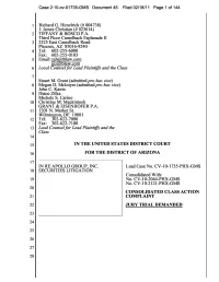 In Re Apollo Group, Inc. Securities Litigation 10-CV-01735-Consolidated Class Action Complaint