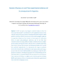 New Experimental Evidence and Its Consequences for Linguistics