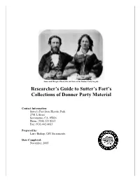 Researcher's Guide to Sutter's Fort's Collections of Donner Party Material