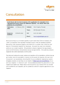 South Hook LNG Terminal Company LTD's Application For