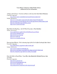 Texas Music Conference, Dallas Public Library Additional On-Line